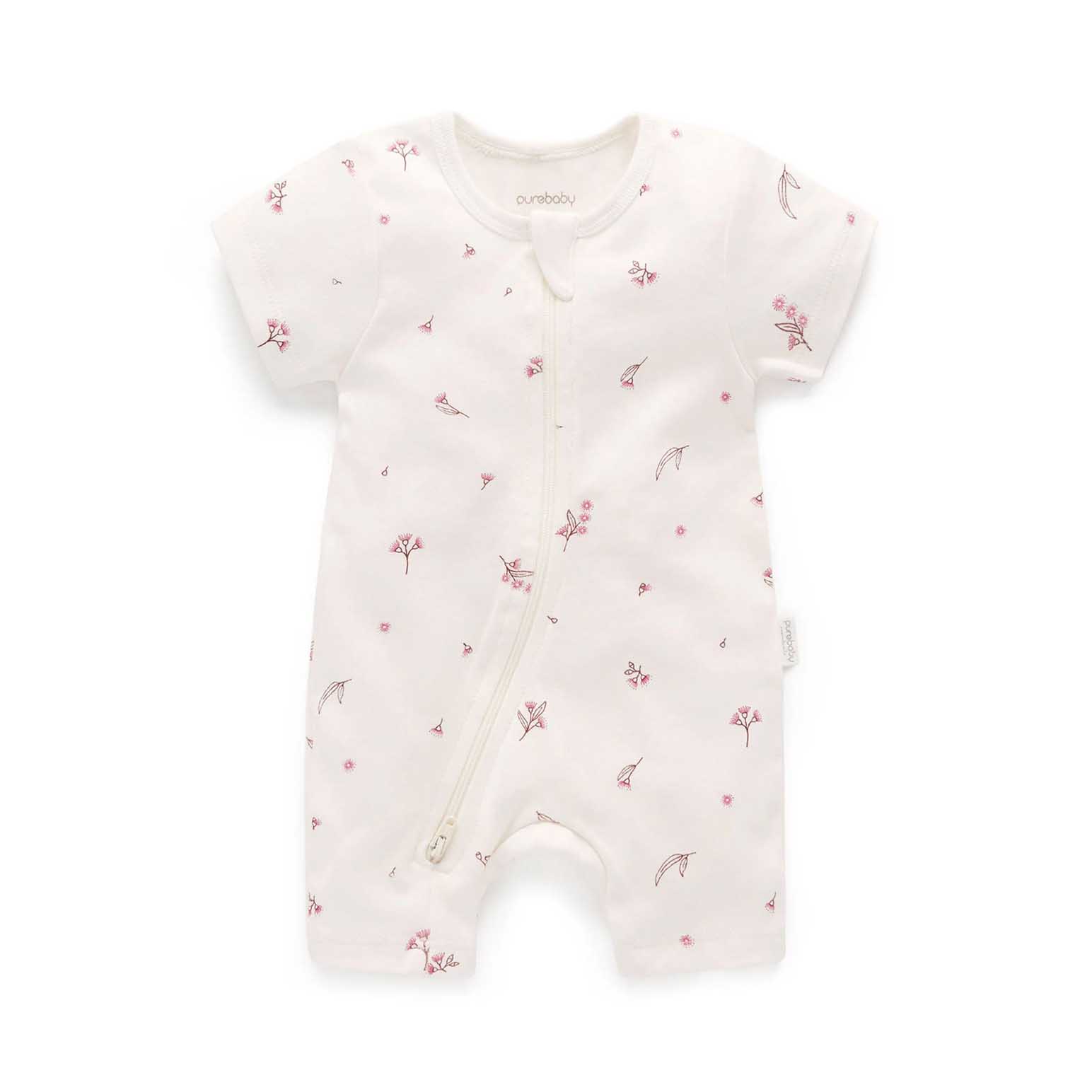 Purebaby S/S Short Leg Zip Growsuit